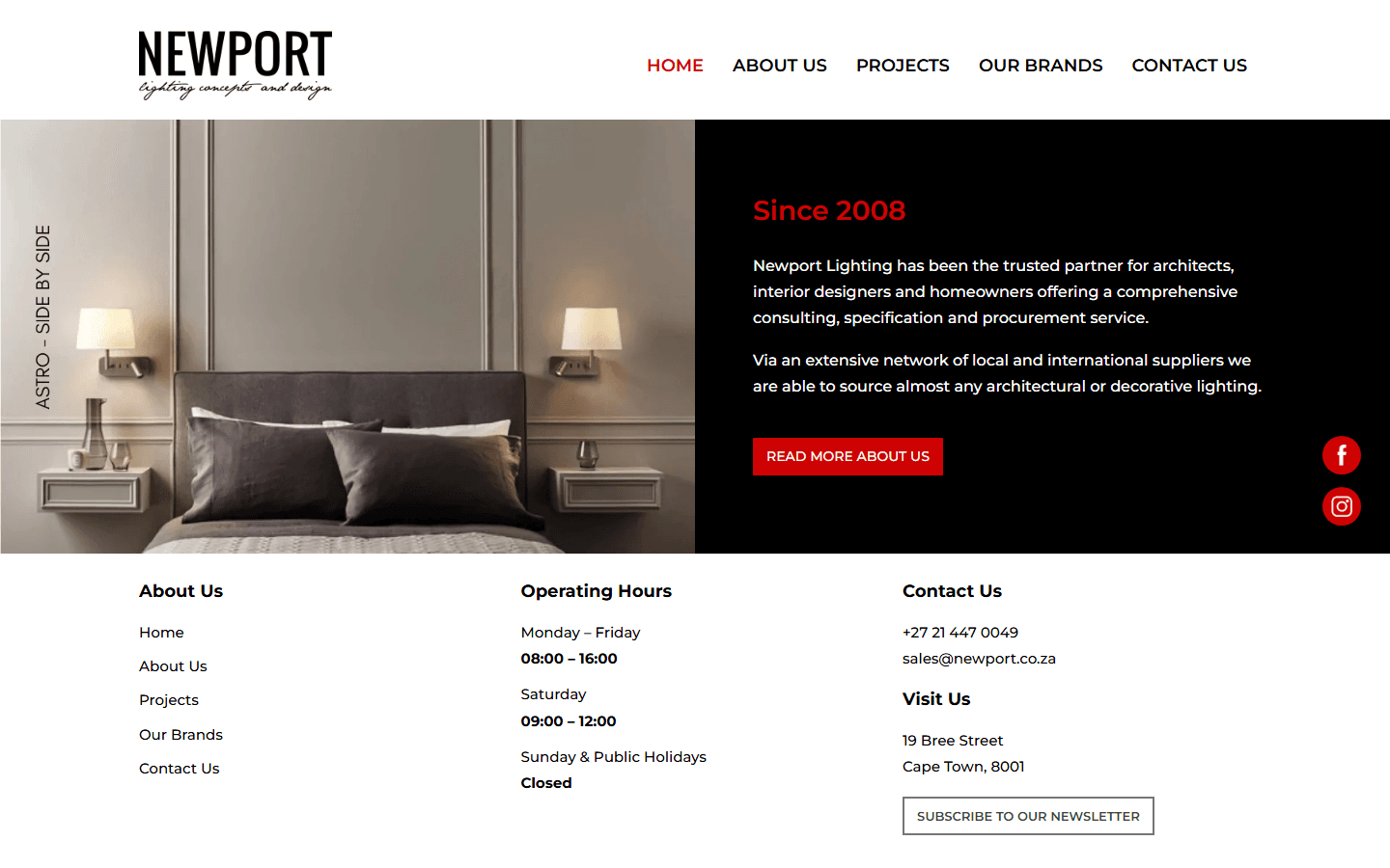 Newport Lighting website